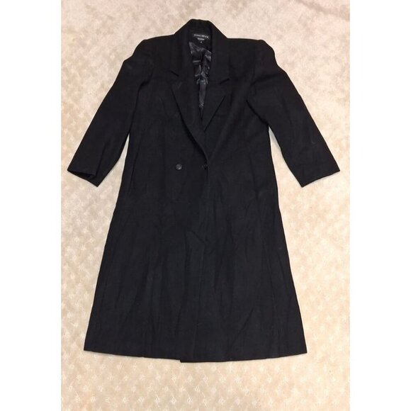 Donnybrook Jackets & Blazers - Vintage Donnybrook Womens 14 Black Wool Long Overcoat Double Breasted 90s